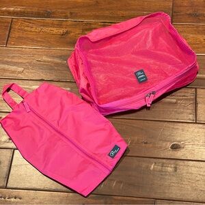 Bright Pink P Travel Organizer Set 16” x 14”x4” & 15” l bag